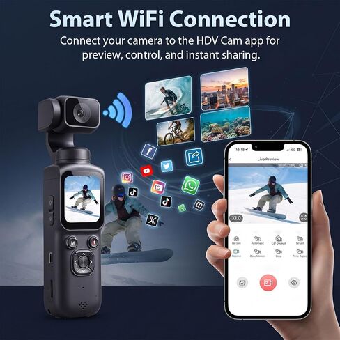 4K Vlogging Camera, Handheld Pocket Camera for YouTube, Gimbal Digital Cam | Auto Face Tracking, 330° Rotate Lens, 1.72" Touch Screen, 31 filters, Support WiFi Sharing for Travel Vlogging, 64MP Photo in Kuwait