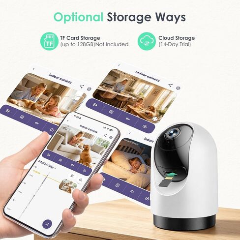 YOTON Indoor Security Camera 2pcs, 2K 360° Wi-Fi Baby Monitor & Pet Camera w/Motion Tracking, 2-Way Audio, Night Vision, SD/Cloud, Compatible with Alexa & Google Home, 2.4/5GHz in Kuwait