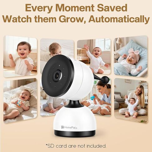 Smart WiFi Baby Monitor with 5-Inch Screen: 355° Pan-Tilt-Zoom Camera, HD Night Vision, Two-Way Audio, Cry Detection, Temp Sensor, 24/7 App Recording – Easy Setup, Baby Essentials for New Parents in Kuwait