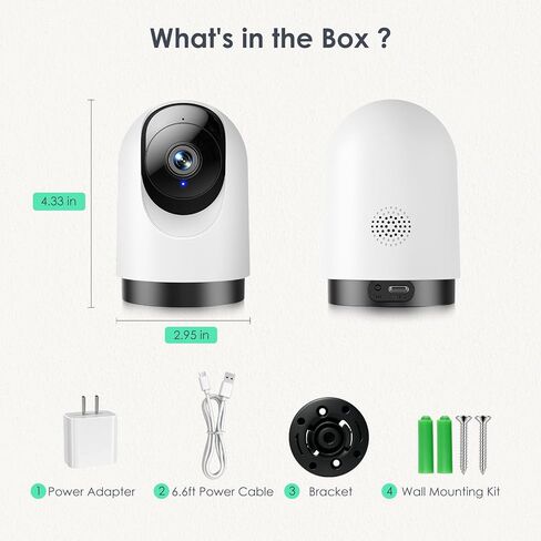 YOTON Indoor Security Camera 2pcs, 2K 360° Wi-Fi Baby Monitor & Pet Camera w/Motion Tracking, 2-Way Audio, Night Vision, SD/Cloud, Compatible with Alexa & Google Home, 2.4/5GHz in Kuwait
