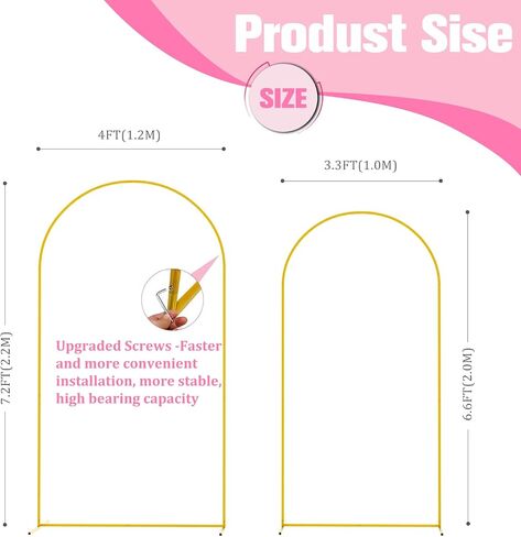 Bazen Wedding Arch Backdrop Stand 7.2FT, 6.6FT Set of 2 Metal Arch Backdrop Stand for Birthday Party Wedding Ceremony Bridal Baby Shower Banquet Party Event Decor in Kuwait