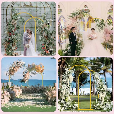 Bazen Wedding Arch Backdrop Stand 7.2FT, 6.6FT Set of 2 Metal Arch Backdrop Stand for Birthday Party Wedding Ceremony Bridal Baby Shower Banquet Party Event Decor in Kuwait