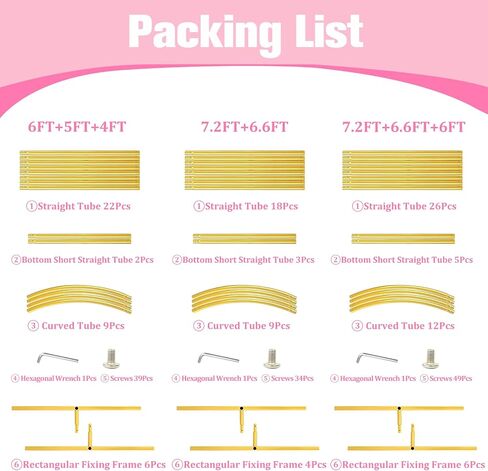 Bazen Wedding Arch Backdrop Stand 7.2FT, 6.6FT Set of 2 Metal Arch Backdrop Stand for Birthday Party Wedding Ceremony Bridal Baby Shower Banquet Party Event Decor in Kuwait