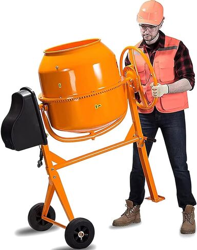 Fenbeli Electric Concrete Mixer, 5 Cu Ft. Cement Mixer, 1/2 HP Portable Cement Concrete Mixer with 550W Motor & 7-inch Wheels, Power Cement Mixing Tools for Mortar, Stucco, Seeds, Feed (Yellow, 140L) in Kuwait