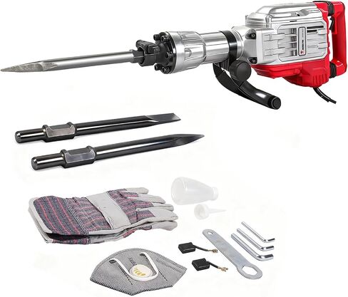 JKCHENPRO Heavy Duty Demolition Jack Hammer – Max 3500W, 1900 BPM Electric Concrete Breaker with 60J Impact Force, Includes 2 Chisels for Trenching, Breaking Holes & Construction Work in Kuwait