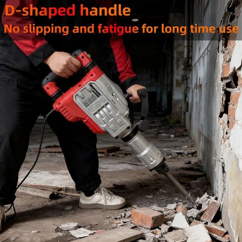 JKCHENPRO Heavy Duty Demolition Jack Hammer – Max 3500W, 1900 BPM Electric Concrete Breaker with 60J Impact Force, Includes 2 Chisels for Trenching, Breaking Holes & Construction Work in Kuwait
