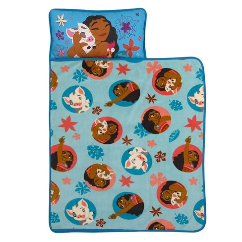 Disney Moana Free as The Ocean Aqua, Orange, and White, Pua Pig and HEI HEI Chicken Tropical Toddler Nap Mat in Kuwait