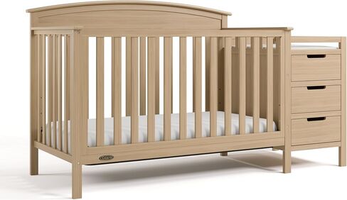 Graco Benton 4-in-1 Convertible Crib and Changer – GREENGUARD Gold Certified, Crib & Changing-Table Combo, Water-Resistant Changing Pad, Converts to Toddler Bed, Daybed and Full-Size Bed (Driftwood) | GREENGUARD Gold Certified, Baby Crib & Changing Table  in Kuwait