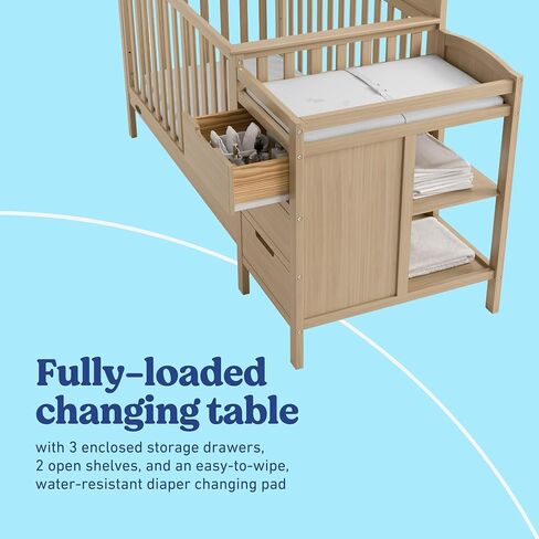 Graco Benton 4-in-1 Convertible Crib and Changer – GREENGUARD Gold Certified, Crib & Changing-Table Combo, Water-Resistant Changing Pad, Converts to Toddler Bed, Daybed and Full-Size Bed (Driftwood) | GREENGUARD Gold Certified, Baby Crib & Changing Table  in Kuwait