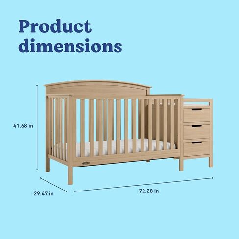 Graco Benton 4-in-1 Convertible Crib and Changer – GREENGUARD Gold Certified, Crib & Changing-Table Combo, Water-Resistant Changing Pad, Converts to Toddler Bed, Daybed and Full-Size Bed (Driftwood) | GREENGUARD Gold Certified, Baby Crib & Changing Table  in Kuwait