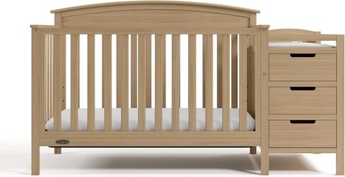 Graco Benton 4-in-1 Convertible Crib and Changer – GREENGUARD Gold Certified, Crib & Changing-Table Combo, Water-Resistant Changing Pad, Converts to Toddler Bed, Daybed and Full-Size Bed (Driftwood) | GREENGUARD Gold Certified, Baby Crib & Changing Table  in Kuwait