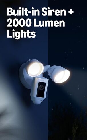 Like-New Ring Floodlight Cam Wired Plus (newest model), Outdoor home or business security with motion-activated 1080p HD video and floodlights, White in Kuwait