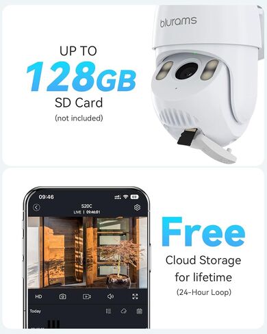 blurams 2Pack Security Cameras Outdoor Wired, 2K 360° PTZ Outdoor Security Camera, Weatherproof, 24/7 Recording with SD Card, Color Night Vision, AI Human Tracking, 2.4/5GHz WiFi6, Work with Alexa in Kuwait