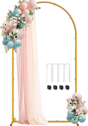 Metal Arch Backdrop Stand, 7.2FT+6FT Wedding Arches Frame, Gold Wedding Arch Backdrop Stand Set of 2, Balloon Arch Backdrop for Wedding Party Decor Birthday Baby Shower Graduation in Kuwait