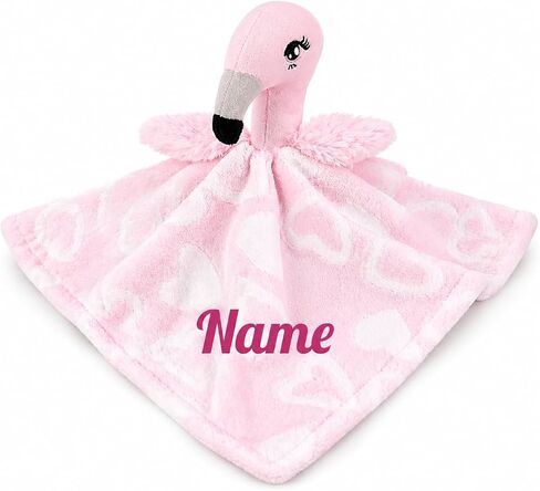 June Garden Cozy Dream Fleece Baby Security Blanket - Infants Nursery Bed Blankets - 15 x 15 inches Lovey - Stuffed Flamingo Animal Plush - Pink in Kuwait