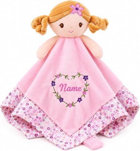 June Garden Cozy Dream Fleece Baby Security Blanket - Infants Nursery Bed Blankets - 15 x 15 inches Lovey - Stuffed Flamingo Animal Plush - Pink in Kuwait