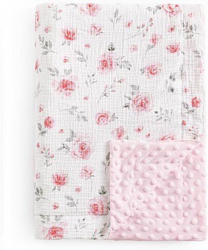 david's kids Muslin Minky Baby Blanket for Boys with Muslin Cotton Front and Dotted Fleece Backing, Breathable and Soft Lightweight Receiving Blanket for Newborns, 30x40 Inches, Woodland Animals in Saudi Arabia