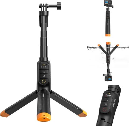 TELESIN Bluetooth Floating Selfie Stick Tripod for GoPro Hero 13/12/11/10/9, Waterproof Extendable Pole 3-in-1 Hand Grip Tripod with Signal Booster, 15M Diving Stick for Surfing, Snorkeling, Vlogging in Kuwait