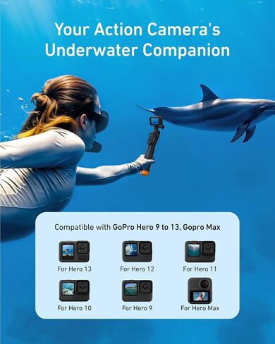 TELESIN Bluetooth Floating Selfie Stick Tripod for GoPro Hero 13/12/11/10/9, Waterproof Extendable Pole 3-in-1 Hand Grip Tripod with Signal Booster, 15M Diving Stick for Surfing, Snorkeling, Vlogging in Kuwait