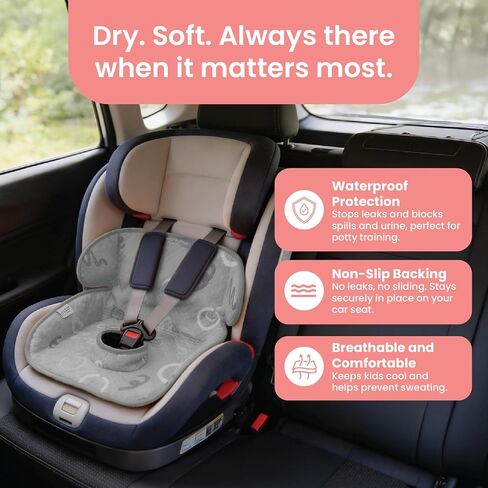 Piddle Pad 2-Pack, Potty Training Car Seat Protector, Toddler Car Seat Cover & Stroller Protector, Machine Washable Waterproof Car Seat, Anti-Slip, Universal Fit (Grey) in Kuwait