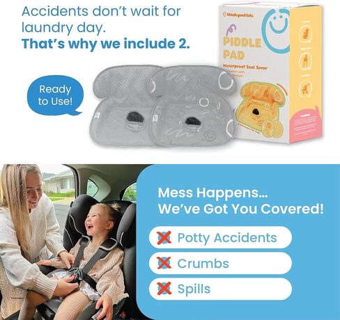 Piddle Pad 2-Pack, Potty Training Car Seat Protector, Toddler Car Seat Cover & Stroller Protector, Machine Washable Waterproof Car Seat, Anti-Slip, Universal Fit (Grey) in Kuwait