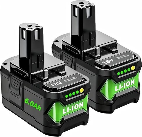 Upgrade 6000mAh High Capacity Replacement for Ryobi 18V Battery P108 P104 P105 P102 P103 P122 P109 Li-ION Compatible with Ryobi 18V ONE+ System Cordless Power Tools and Charger,2Pack in Saudi Arabia