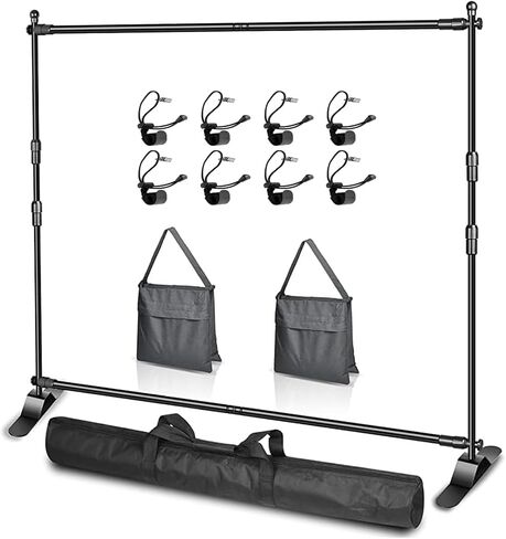 EMART 8x8ft Backdrop Banner Stand Adjustable Backdrop Stand Heavy Duty | Photo Backdrop Stand with Carrying Bag for Trade Show,Professional Photo Booths,Party,Step and Repeat Background Display in Kuwait