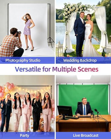 Backdrop Stand 10 x 8 Ft (WxH), 7 Widths Adjustable Background Stand | 5 Heights, portable photography background stand kit, 6 Clamps & Carrying Bag, for photo studio, party, wedding, photo booth in Kuwait