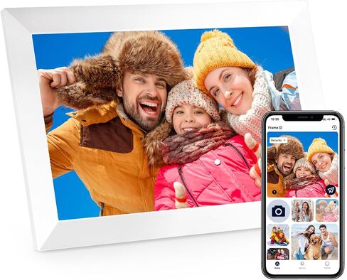Anna Bella Digital Picture Frame 10.1 Inch IPS HD Touch Screen WiFi Smart Digital Photo Frame with 32GB Storage, Auto-Rotate, Easy Setup to Share Photos or Videos Remotely via AiMOR APP White in Saudi Arabia