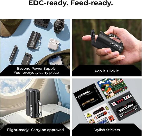 SMALLRIG Portable Charger, 5000mAh 21x70 3.6V Rechargeable Battery Capsule | 20W Fast Charging, Aviation Aluminum Carabiner EDC Battery Case for DJI, Insta360, Gopro, Action Cameras, Phones in Kuwait