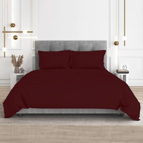 CharlottelyHues 3 Piece Duvet Set - 100% Egyptian Cotton Breathable, Soft Duvet Cover Set with Zipper & Corner Ties Quilt Cover Sateen Weave Durable Duvet - Queen/Full (Dark Grey) in Kuwait