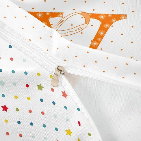 jejeloiu Bowknot Polka Dots Duvet Cover Toddler Size Personalized Initial Letter V Bedding Set for Boys Girls Cute Bow Comforter Cover Orange Geometric Circles Bedroom Decor 2Pcs in Kuwait