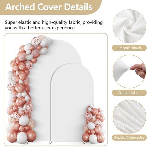 Metal Arch Backdrop Stand Set of 2 With White Cover (7.2FT+6FT) | Gold Wedding Balloon Arch With Stable Base,Elegant Decor for Party,Birthday,Baby Shower,Graduation,Christmas,Easy to Assemble in Kuwait