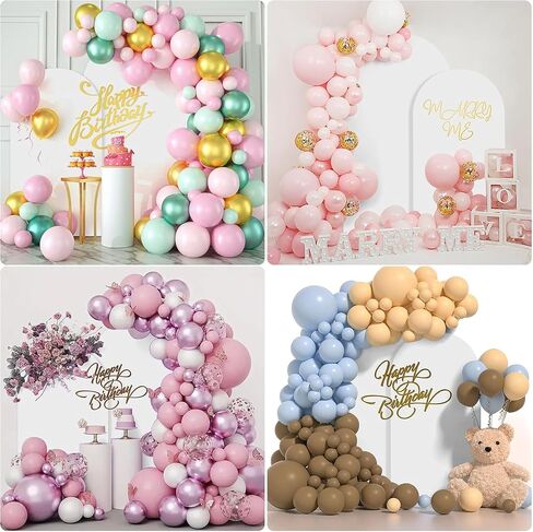 Metal Arch Backdrop Stand Set of 2 With White Cover (7.2FT+6FT) | Gold Wedding Balloon Arch With Stable Base,Elegant Decor for Party,Birthday,Baby Shower,Graduation,Christmas,Easy to Assemble in Kuwait
