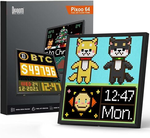 Divoom Pixoo-64 - WiFi Pixel Cloud Digital Frame with APP Control,64 X 64 LED Panel Display Frame for Gaming Room Decoration/Social Media Fans Counter in Kuwait