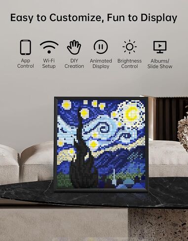 Divoom Pixoo-64 - WiFi Pixel Cloud Digital Frame with APP Control,64 X 64 LED Panel Display Frame for Gaming Room Decoration/Social Media Fans Counter in Kuwait