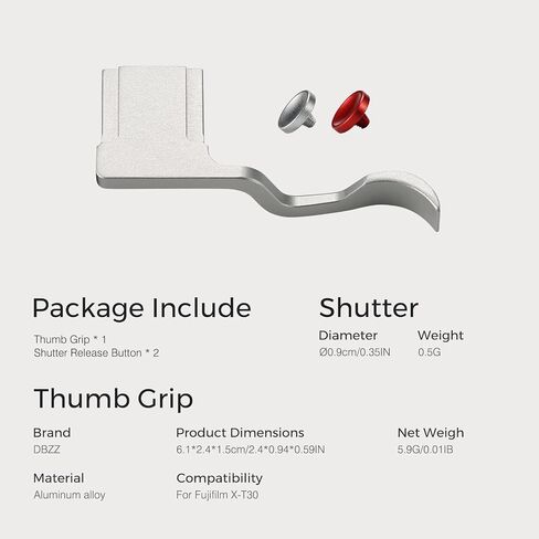 XT30 Camera Metal Thumb Hand Grip for Fujifilm XT10 XT20 XT30 XT30II XT50 Aluminum Alloy Grip Shutter Button Set for Fuji xt50 (Silver) in Kuwait