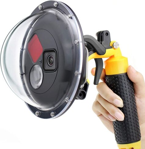 GEPULY Dome Port for GoPro Hero 13 12 11 10 9 Black | Dome Port Lens with Waterproof Housing Case Trigger, Floating Hand Grip, Built-in Switchable Red Filter and 10X Macro Filter in Kuwait