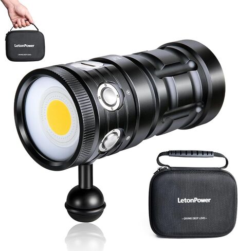Dive Light,LetonPower TS S 10000Lumens 100m Underwater Video Light,Diving Flashlight,Waterproof Flashlight with Type-C Charging for Professional Under Water Sports in Kuwait