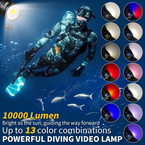 Dive Light,LetonPower TS S 10000Lumens 100m Underwater Video Light,Diving Flashlight,Waterproof Flashlight with Type-C Charging for Professional Under Water Sports in Kuwait