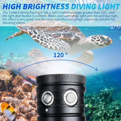 Dive Light,LetonPower TS S 10000Lumens 100m Underwater Video Light,Diving Flashlight,Waterproof Flashlight with Type-C Charging for Professional Under Water Sports in Kuwait