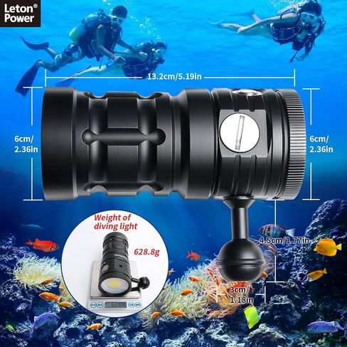 Dive Light,LetonPower TS S 10000Lumens 100m Underwater Video Light,Diving Flashlight,Waterproof Flashlight with Type-C Charging for Professional Under Water Sports in Kuwait