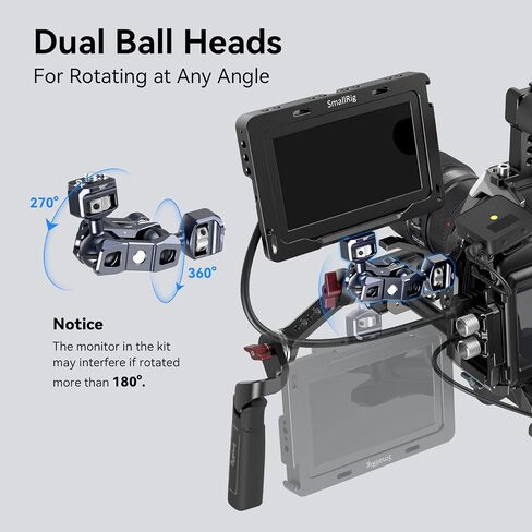 SMALLRIG Articulating Magic Arm, 3/8"-16 Screw for ARRI & 1/4"-20 Screw | With retractable pins. 360° rotation, 12 lb load for monitors, cameras, lights. in Kuwait