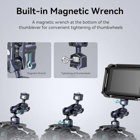 SMALLRIG Articulating Magic Arm, 3/8"-16 Screw for ARRI & 1/4"-20 Screw | With retractable pins. 360° rotation, 12 lb load for monitors, cameras, lights. in Kuwait