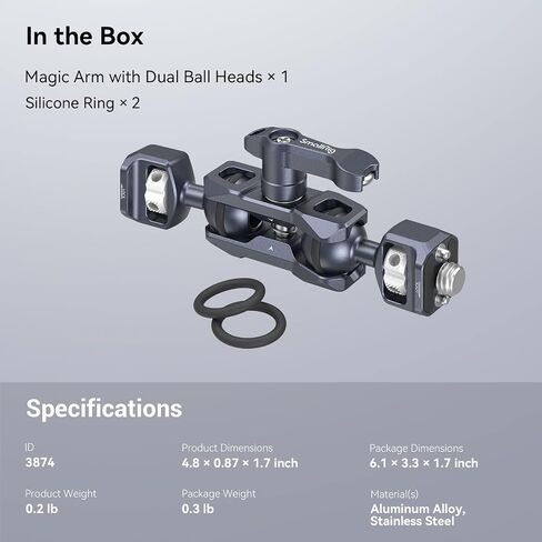 SMALLRIG Articulating Magic Arm, 3/8"-16 Screw for ARRI & 1/4"-20 Screw | With retractable pins. 360° rotation, 12 lb load for monitors, cameras, lights. in Kuwait