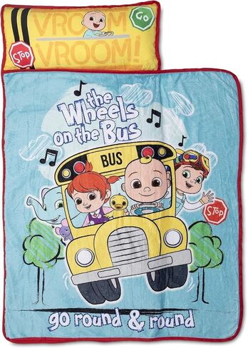 CoComelon Kids Nap-Mat Set – Includes Pillow and Plush Blanket – Great for Boys or Girls Napping During Daycare, Preschool, or Kindergarten - Fits Toddlers and Young Children in Kuwait
