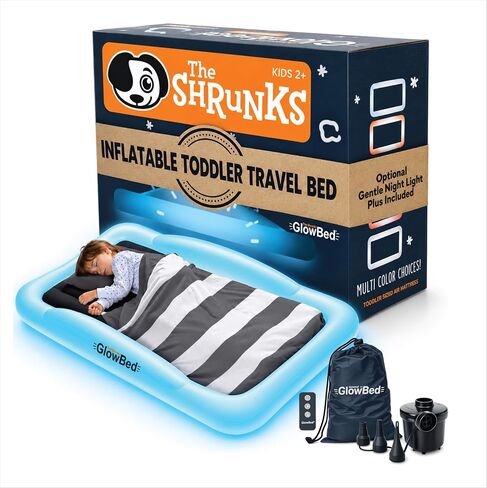 The Shrunks Inflatable Toddler Travel Bed with Safety Bumpers | Portable Toddler Bed for Kids | Toddler Air Mattress | Air Mattress with Bed Rails in Kuwait