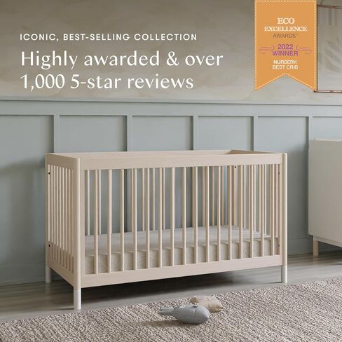 Babyletto Gelato 4-in-1 Baby Crib, Washed Natural & White | GREENGUARD Gold Certified Convertible Crib - Converts to Toddler Bed & Daybed & Full-Size Bed, 4 Adjustable Mattress Heights in Kuwait