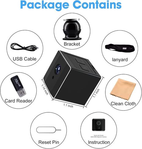 HD 1080P Portable Small Nanny Cam with Night Vision,Wireless Mini Spy Camera Body Cam Surveillance Cameras for Home Security Indoor/Outdoor Small Security Camera No WiFi Needed in Kuwait