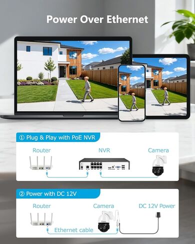 Jennov 4K 8MP POE PTZ Camera Outdoor, 20X Optical Zoom Security Camera with 360° Pan&90° Tilt, Human Detection, 320ft IR Night Vision, Auto Tracking, 24/7 Recording, Only Work with Onvif POE NVR in Kuwait